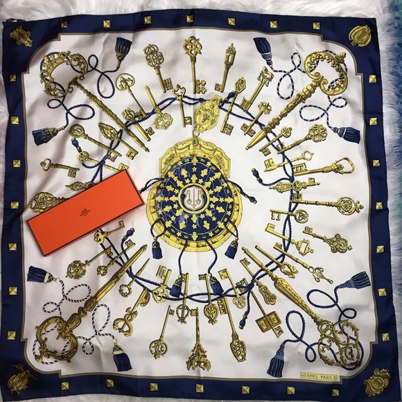 Hermes Accessories - Authentic Vintage Hermes Silk Keys Scarf With Box